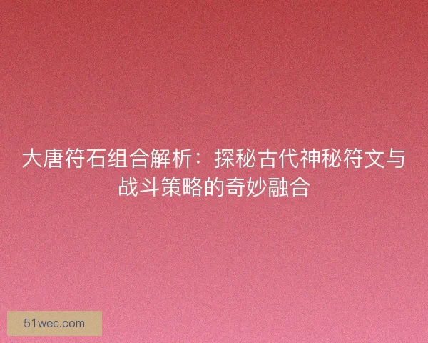 大唐符石组合解析：探秘古代神秘符文与战斗策略的奇妙融合